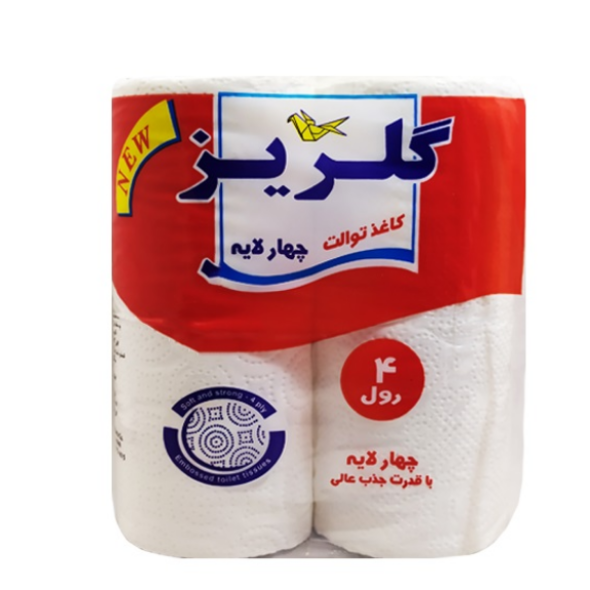 دستمال توالت چهار لایه گلریز بسته 4 عددی